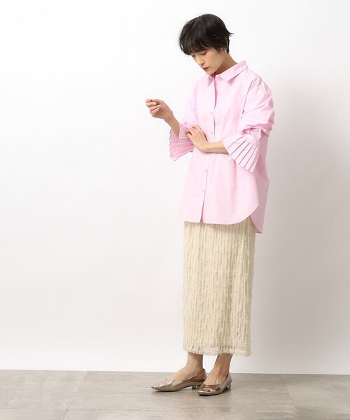 OPAQUE.CLIP(オペークドットクリップ)の「◆2WAY チュールフリンジナロースカート【洗濯機洗い可】(スカート・レディース・ブラック/ライトベージュ/ライトブルー・38/40)」の8枚目の写真