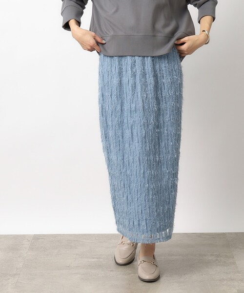 OPAQUE.CLIP(オペークドットクリップ)の「◆2WAY チュールフリンジナロースカート【洗濯機洗い可】(スカート・レディース・ブラック/ライトベージュ/ライトブルー・38/40)」の12枚目の写真