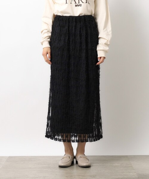 OPAQUE.CLIP(オペークドットクリップ)の「◆2WAY チュールフリンジナロースカート【洗濯機洗い可】(スカート・レディース・ブラック/ライトベージュ/ライトブルー・38/40)」の18枚目の写真
