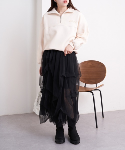 美品 シティショップ CITYSHOP ハーフジップ スウェット ゆったり パイピング刺繍ハーフジップスウェット（スウェット）｜Chico