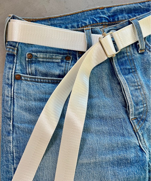 SUPERTHANKS（スーパーサンクス）の「＜追加 4＞2本テープロングベルト(無地、配色)GI Belts（ベルト・メンズ・チャコールグレー/オリーブ/ブラック/パープル/ネイビー/ホワイト/ライトピンク/ブラック×カーキ/ブラウン/イエロー/ブラック×シルバー・FREE）」の2枚目の写真