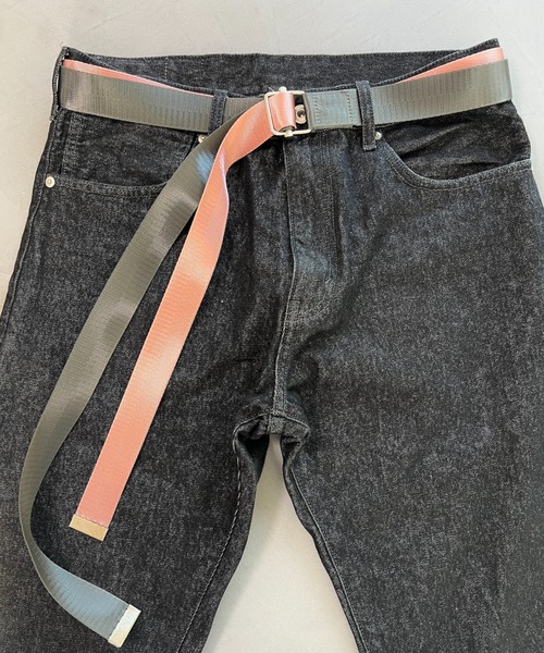SUPERTHANKS（スーパーサンクス）の「＜追加 4＞2本テープロングベルト(無地、配色)GI Belts（ベルト・メンズ・チャコールグレー/オリーブ/ブラック/パープル/ネイビー/ホワイト/ライトピンク/ブラック×カーキ/ブラウン/イエロー/ブラック×シルバー・FREE）」の5枚目の写真