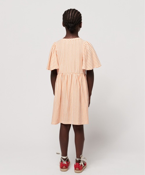 BOBO CHOSES（ボボショーズ）の「Vertical Stripes ruffle sleeves dress（ワンピース・キッズ・オレンジ・12Y-14Y/10Y-12Y/8Y-10Y/6-7YEAR/4-5YEAR/2y-3y）」の3枚目の写真
