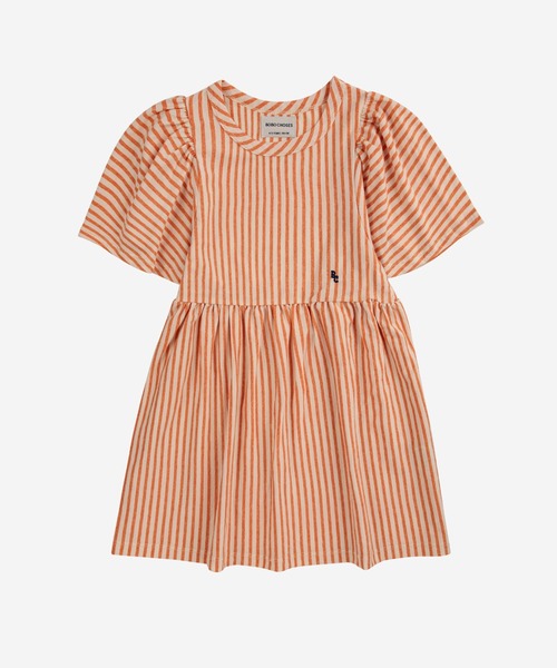BOBO CHOSES（ボボショーズ）の「Vertical Stripes ruffle sleeves dress（ワンピース・キッズ・オレンジ・12Y-14Y/10Y-12Y/8Y-10Y/6-7YEAR/4-5YEAR/2y-3y）」の4枚目の写真