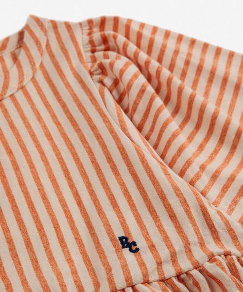 BOBO CHOSES（ボボショーズ）の「Vertical Stripes ruffle sleeves dress（ワンピース・キッズ・オレンジ・12Y-14Y/10Y-12Y/8Y-10Y/6-7YEAR/4-5YEAR/2y-3y）」の5枚目の写真