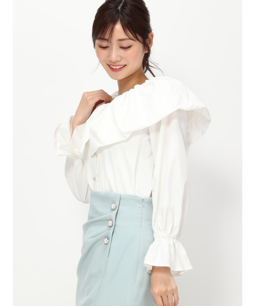 MISCH MASCH(ミッシュマッシュ)の「バルーンオフショルダーブラウス/MM418118(シャツ/ブラウス・レディース・ブラック/ライトブルー/ホワイト・フリ-)」の20枚目の写真