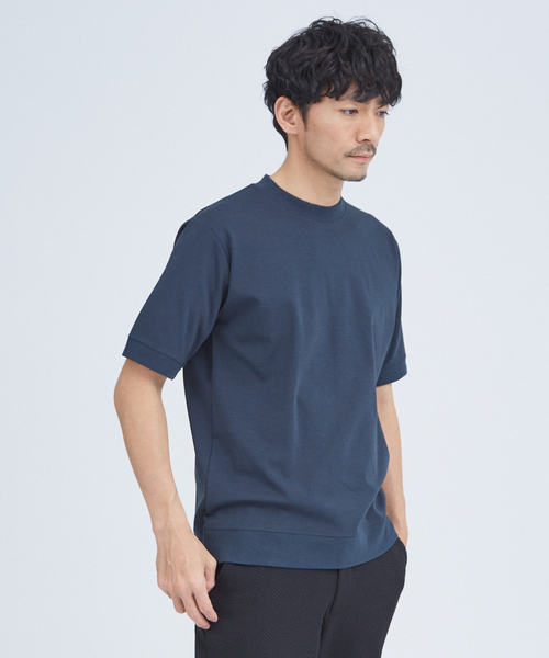 ABAHOUSE GRAY(アバハウスグレイ)の「【リブ付】シルケット ポンチ 半袖 Tシャツ(Tシャツ/カットソー・メンズ・グリーン/グレイッシュベージュ/ブラック/ホワイト/モカ・46/48)」の2枚目の写真
