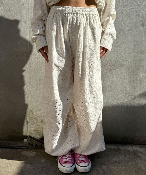 CIAOPANIC(チャオパニック)の「INDIAレースパラシュートパンツ(その他パンツ・レディース・ホワイト/ブラック・FREE)」の12枚目の写真
