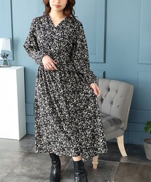 小花柄カシュクールワンピース【大きいサイズ対応】