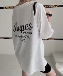 サイドジッパースリットロゴプリントTシャツ