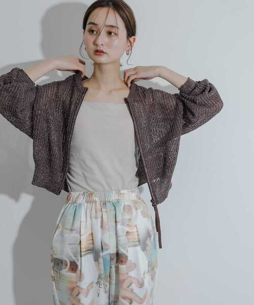 SENSE OF PLACE by URBAN RESEARCH（センスオブプレイスバイアーバンリサーチ）の「『一部WEB限定カラー』ラメメッシュカーディガン（カーディガン/ボレロ・レディース・アイボリー/ライトブルー/ブラック/ブラウン・ONE）」の13枚目の写真