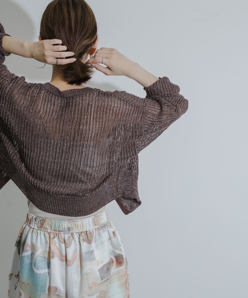 SENSE OF PLACE by URBAN RESEARCH（センスオブプレイスバイアーバンリサーチ）の「『一部WEB限定カラー』ラメメッシュカーディガン（カーディガン/ボレロ・レディース・アイボリー/ライトブルー/ブラック/ブラウン・ONE）」の14枚目の写真