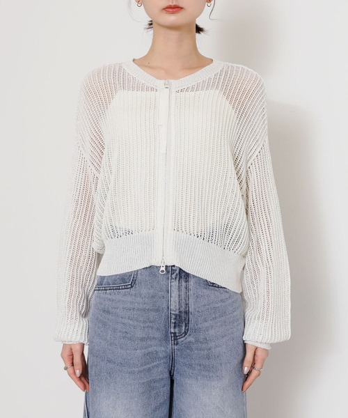 SENSE OF PLACE by URBAN RESEARCH（センスオブプレイスバイアーバンリサーチ）の「『一部WEB限定カラー』ラメメッシュカーディガン（カーディガン/ボレロ・レディース・アイボリー/ライトブルー/ブラック/ブラウン・ONE）」の19枚目の写真