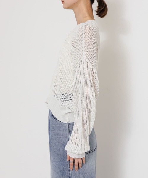 SENSE OF PLACE by URBAN RESEARCH（センスオブプレイスバイアーバンリサーチ）の「『一部WEB限定カラー』ラメメッシュカーディガン（カーディガン/ボレロ・レディース・アイボリー/ライトブルー/ブラック/ブラウン・ONE）」の20枚目の写真