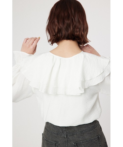 RODEO CROWNS WIDE BOWL（ロデオクラウンズワイドボウル）の「フリルカラーブラウス（シャツ/ブラウス・レディース・オフホワイト/ブラック・FREE）」の10枚目の写真