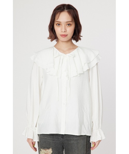 RODEO CROWNS WIDE BOWL（ロデオクラウンズワイドボウル）の「フリルカラーブラウス（シャツ/ブラウス・レディース・オフホワイト/ブラック・FREE）」の12枚目の写真