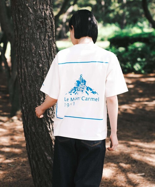 SHARE PARK（シェアパーク）の「【UVカット・吸水速乾・ストレッチ・軽量 】バックプリントポケットTシャツ（S・Mサイズ）（Tシャツ/カットソー・レディース・ホワイト系/サックスブルー系/ピンク系/黄緑系/グレー系/ブラック系・SMALL/MEDIUM）」の2枚目の写真