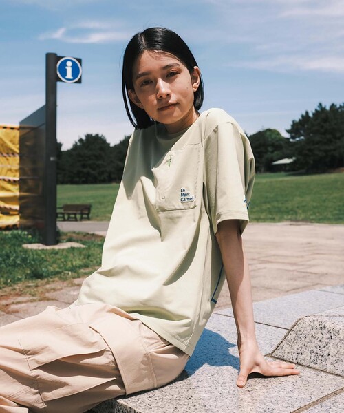 SHARE PARK（シェアパーク）の「【UVカット・吸水速乾・ストレッチ・軽量 】バックプリントポケットTシャツ（S・Mサイズ）（Tシャツ/カットソー・レディース・ホワイト系/サックスブルー系/ピンク系/黄緑系/グレー系/ブラック系・SMALL/MEDIUM）」の5枚目の写真