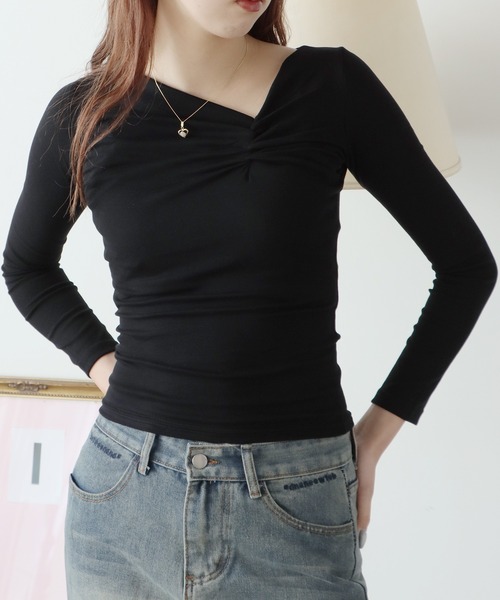 ROOPTOKYO(ループトウキョウ)の「アシンメトリーVネックトップス(Tシャツ/カットソー・レディース・ホワイト/ブラック・S/M)」の13枚目の写真