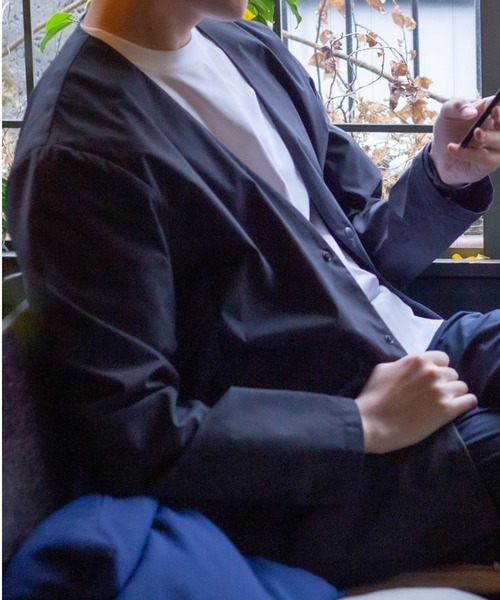 NAVY(ネイビー)の「NAVY FIT ストレッチカーディガン(ノーカラージャケット・メンズ・グレー/ブラック/ネイビー・L/M/S/XL)」の15枚目の写真