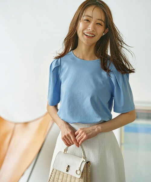 【セール】【洗える・接触冷感】タックスリーブポンチ カットソー（Tシャツ/カットソー）｜組曲（クミキョク）