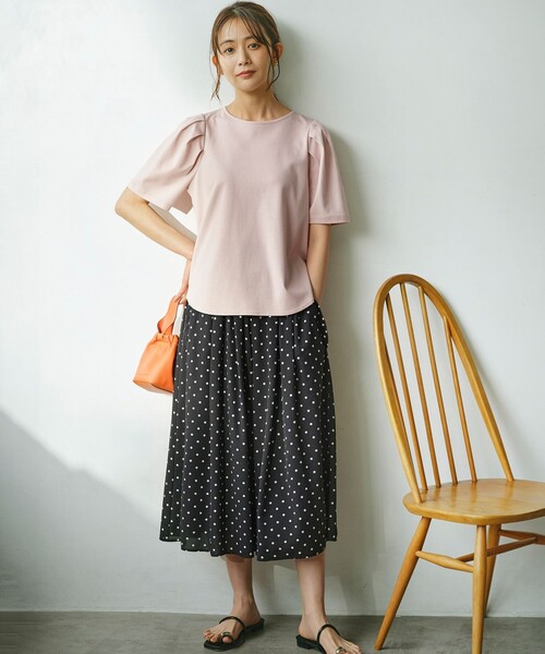 【セール】【洗える・接触冷感】タックスリーブポンチ カットソー（Tシャツ/カットソー）｜組曲（クミキョク）