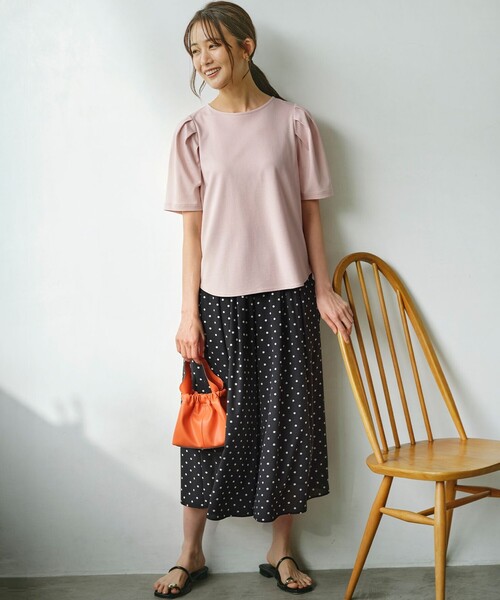 【セール】【洗える・接触冷感】タックスリーブポンチ カットソー（Tシャツ/カットソー）｜組曲（クミキョク）