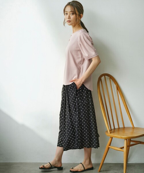 【セール】【洗える・接触冷感】タックスリーブポンチ カットソー（Tシャツ/カットソー）｜組曲（クミキョク）