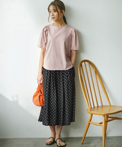 【セール】【洗える・接触冷感】タックスリーブポンチ カットソー（Tシャツ/カットソー）｜組曲（クミキョク）