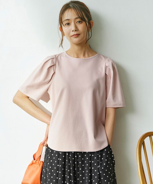 【セール】【洗える・接触冷感】タックスリーブポンチ カットソー（Tシャツ/カットソー）｜組曲（クミキョク）