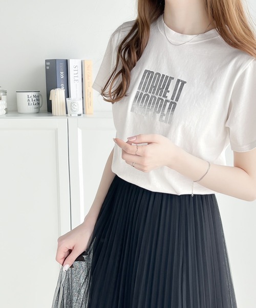 セール】【mily bilet】一点投入でモードなおしゃれ感が漂う。綿100%箔