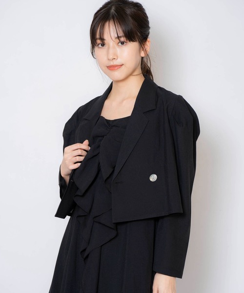 NOELA（ノエラ）の「パフスリーブクロップドジャケット（テーラードジャケット・レディース・ライトグリーン/ブラック/ラベンダー・フリー）」の5枚目の写真