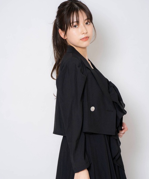 NOELA（ノエラ）の「パフスリーブクロップドジャケット（テーラードジャケット・レディース・ライトグリーン/ブラック/ラベンダー・フリー）」の6枚目の写真