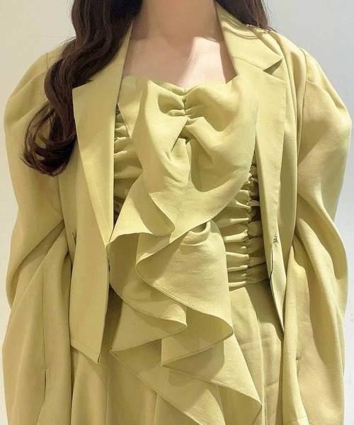 NOELA（ノエラ）の「パフスリーブクロップドジャケット（テーラードジャケット・レディース・ライトグリーン/ブラック/ラベンダー・フリー）」の10枚目の写真