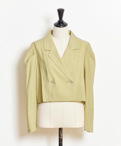 NOELA（ノエラ）の「パフスリーブクロップドジャケット（テーラードジャケット・レディース・ライトグリーン/ブラック/ラベンダー・フリー）」の16枚目の写真