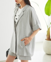 VIS | 【接触冷感・洗える】リネンライクドルマンハーフスリーブジャケット【セットアップ対応】(テーラードジャケット)