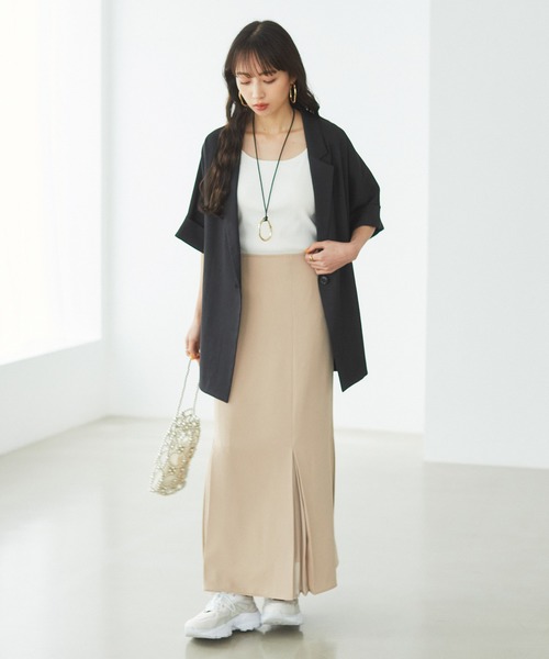 VIS（ビス）の「【接触冷感・洗える】リネンライクドルマンハーフスリーブジャケット【セットアップ対応】（テーラードジャケット・レディース・ライトグレー/ブラック/ホワイト系その他5・FREE）」の7枚目の写真