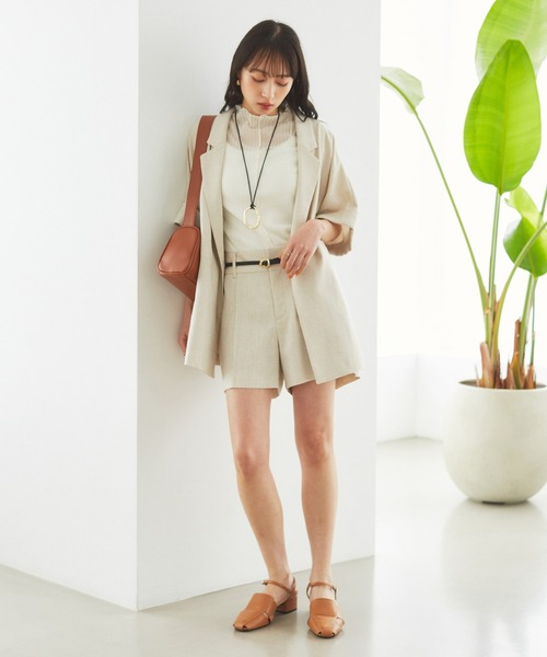 VIS（ビス）の「【接触冷感・洗える】リネンライクドルマンハーフスリーブジャケット【セットアップ対応】（テーラードジャケット・レディース・ライトグレー/ブラック/ホワイト系その他5・FREE）」の16枚目の写真