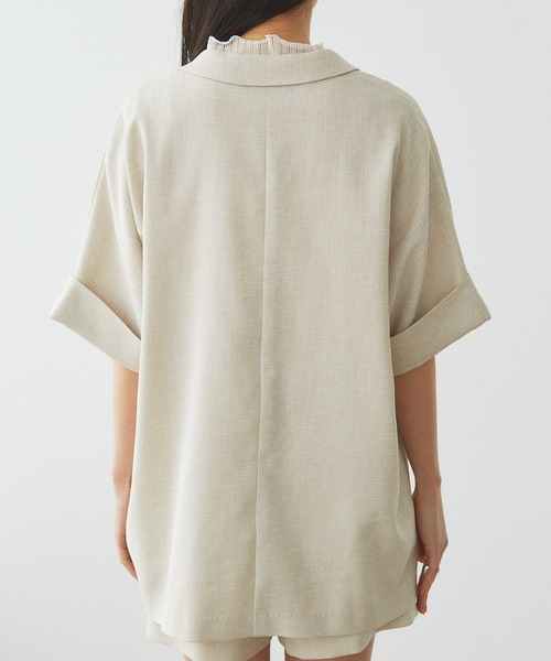 VIS（ビス）の「【接触冷感・洗える】リネンライクドルマンハーフスリーブジャケット【セットアップ対応】（テーラードジャケット・レディース・ライトグレー/ブラック/ホワイト系その他5・FREE）」の21枚目の写真