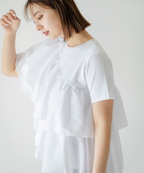 EMMEL REFINDS フライスフリル 2WAY Tシャツ EMMEL REFINES＞EM フライス フリル 2WAY Tシャツ（EMMEL