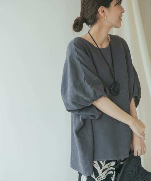 URBAN RESEARCH DOORS(アーバンリサーチドアーズ)の「リネンバルーンスリーブブラウス(シャツ/ブラウス・レディース・チャコールグレー/ブルー/オフホワイト/イエロー系その他・MEDIUM)」の10枚目の写真