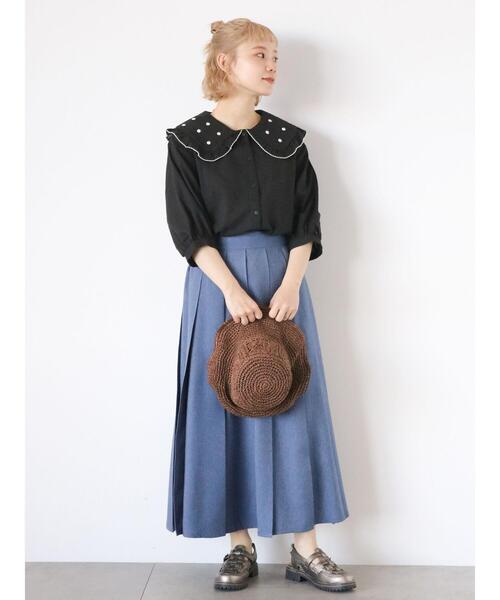ehka sopo（エヘカソポ）の「刺繍襟ブラウス（シャツ/ブラウス・レディース・オフホワイト/キナリ/ブラック・F）」の17枚目の写真