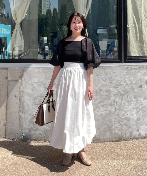 mysty woman（ミスティウーマン）の「シアーマシュマロスリーブプルオーバー 127794（Tシャツ/カットソー・レディース・ライトベージュ/ブラック/オフホワイト・FREE）」の17枚目の写真