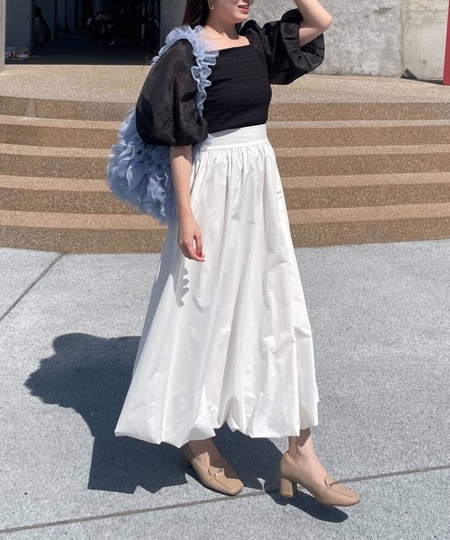 mysty woman（ミスティウーマン）の「シアーマシュマロスリーブプルオーバー 127794（Tシャツ/カットソー・レディース・ライトベージュ/ブラック/オフホワイト・FREE）」の16枚目の写真