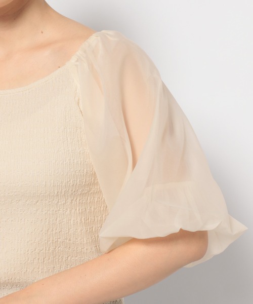 mysty woman（ミスティウーマン）の「シアーマシュマロスリーブプルオーバー 127794（Tシャツ/カットソー・レディース・ライトベージュ/ブラック/オフホワイト・FREE）」の9枚目の写真