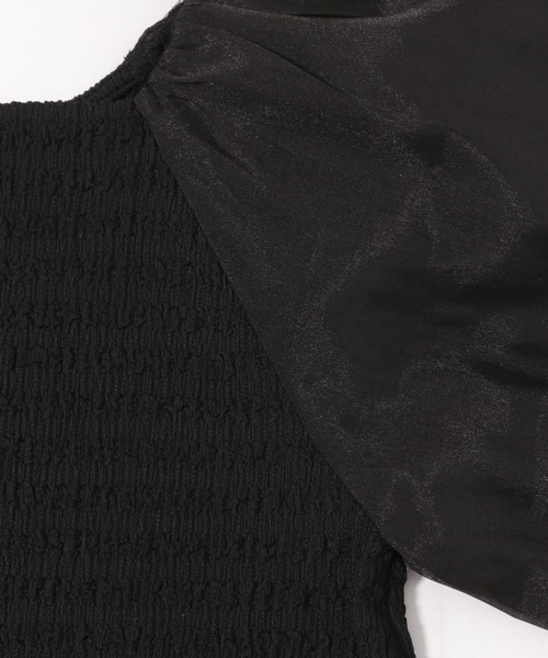 mysty woman（ミスティウーマン）の「シアーマシュマロスリーブプルオーバー 127794（Tシャツ/カットソー・レディース・ライトベージュ/ブラック/オフホワイト・FREE）」の4枚目の写真