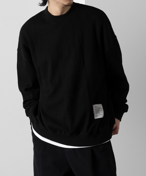 MAISON CLUB（メゾンクラブ）の「【MAISON CLUB】HEAVY OZ MOCK NECK WAFFLE SWEATER ヘビーオンスモックネックドライワッフルスウェット　/MILITARY　ミリタリー（スウェット・メンズ・ブラック/カーキ/グレー/ホワイト・M/L）」の2枚目の写真