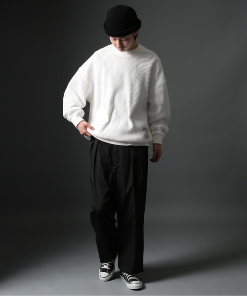 MAISON CLUB（メゾンクラブ）の「【MAISON CLUB】HEAVY OZ MOCK NECK WAFFLE SWEATER ヘビーオンスモックネックドライワッフルスウェット　/MILITARY　ミリタリー（スウェット・メンズ・ブラック/カーキ/グレー/ホワイト・M/L）」の13枚目の写真