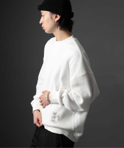 MAISON CLUB（メゾンクラブ）の「【MAISON CLUB】HEAVY OZ MOCK NECK WAFFLE SWEATER ヘビーオンスモックネックドライワッフルスウェット　/MILITARY　ミリタリー（スウェット・メンズ・ブラック/カーキ/グレー/ホワイト・M/L）」の9枚目の写真