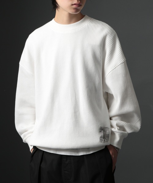 MAISON CLUB（メゾンクラブ）の「【MAISON CLUB】HEAVY OZ MOCK NECK WAFFLE SWEATER ヘビーオンスモックネックドライワッフルスウェット　/MILITARY　ミリタリー（スウェット・メンズ・ブラック/カーキ/グレー/ホワイト・M/L）」の10枚目の写真